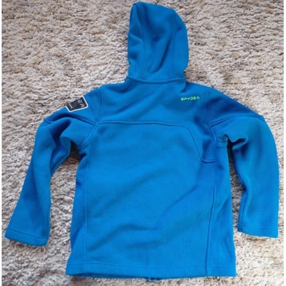 Spyder Full Zip Hoodie Youth Medium 10/12 Blue Excellent Technical Fleece Jacket